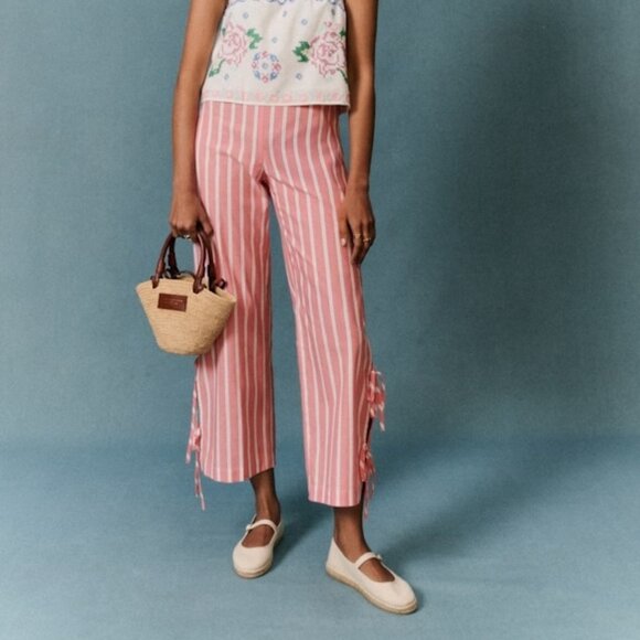 NWT Sezane Alexis Trousers - Sézane X Andion Pink Stripes - Size 4 - Picture 1 of 2